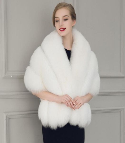 

2018 new black white fur bride shawl cape coat women cloak faux fur big poncho casacos femininos4967374