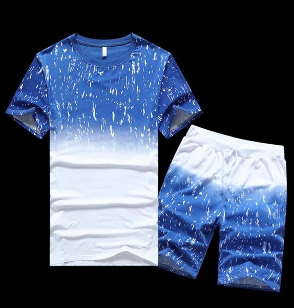 

tracksuit summer men039s casual short sleeve sportswear sets fashion student wear large size thin style homewear1156609, Gray
