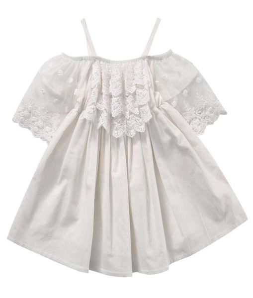 

toddler girls on summer beachwear holiday dress off shoulder lace floral princess kids 27y loose bikini sundress cover ups w4617750, White;black