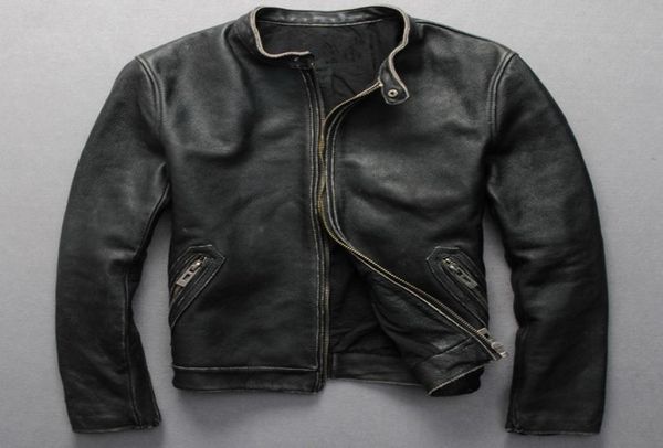 

vintage genuine leather jacket men black cowskin short simple motorcycle jacket men039s thin leather coat chaqueta cuero hombre2413146