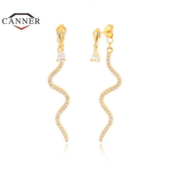 

stud canner punk 925 sterling silver 18k gold plated snake pendant piercing earrings for women fine jewelry gifts 230804, Golden;silver