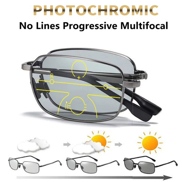 

reading glasses folding progressive pochromic reading glasses men women anti blue light multifocal presbyopia eyeglasses diopter 1.0- 4.0 23