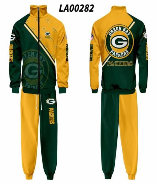 

men039s tracksuits green sets packers 3d print zip up hoodie sweatshirt fitness jogging sweatpants quality sports uniform set5643812, Gray