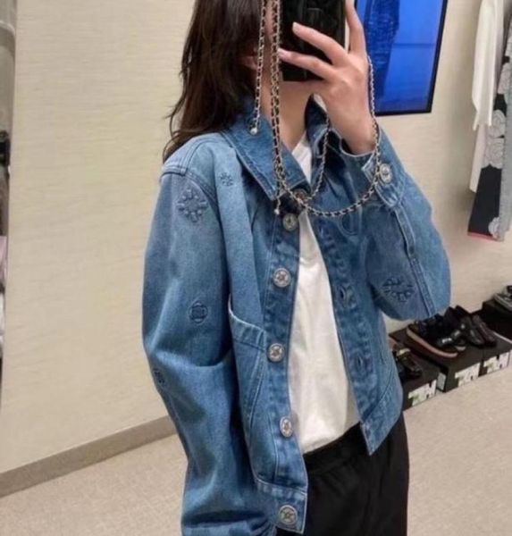

early autumn 2021 new versatile loose relief camellia embroidery pattern college style denim jacket for women61698112556418, Black;brown