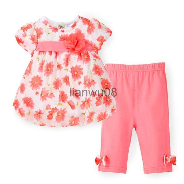 

clothing sets floral kids girls clothes summer set chiffon t shirt capri pants 2 pcs baby girl clothes suit toddler fashion clothing x0803, White