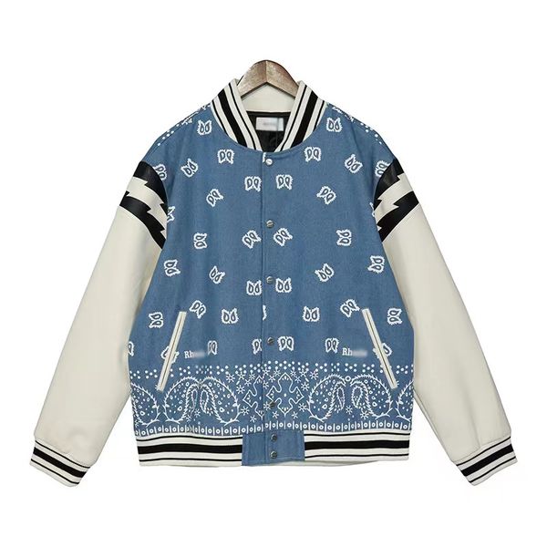 

designer jacket rhude jacket varsity jacket lovers baseball uniform winter casual coat print fashion tide sports coat sweatshirt, Black;brown