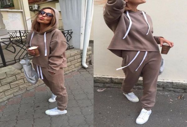 

women039s tracksuits autumn winter irregular solid women039s outfits long sleeve hoodies and long pants two piece set fitnes1127871, Gray
