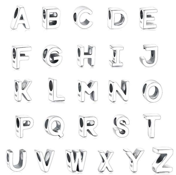 

fit original pandora charms bracelet 925 sterling silver alphabet letter az beads kralen diy for jewelry making berloque266n4684846089243, Black