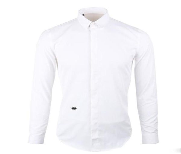 

men039s longsleeved shirts classic bee embroidery fashion selfcultivation allmatch black and white large size shirts casu1371677, White;black