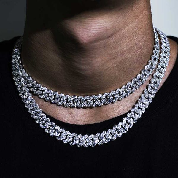 

hip hop jewelry moissanite cuban necklace ice out 925 sterling silver moissanite cuban link chain