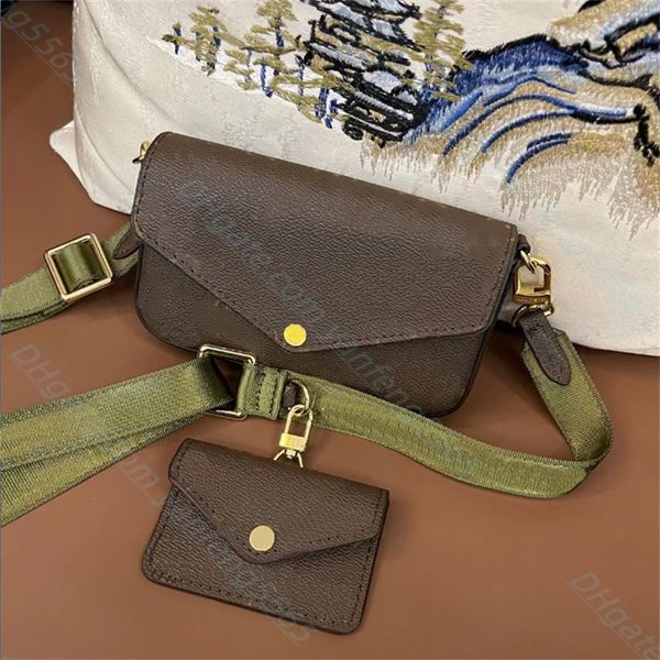 

women fashion designers shoulders bag m80091 f e licie strap handbag men women genuine leather 2 pcs set purses chain cross body clutch tote