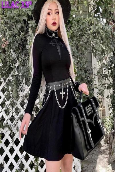 

casual dresses gothic embroidery black long sleeve mini vintage elegant turtleneck corset bodycon party for women clothescasual9793246, Black;gray