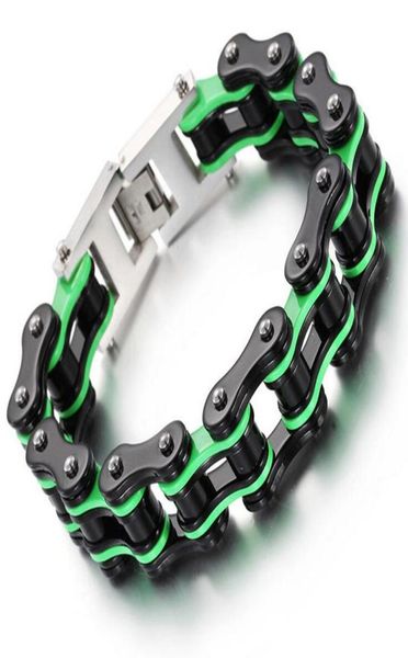 

16mm heavy bicycle polishing biker chain bracelet black green orange gold blue 316l stainless steel men039s women motor motorcy9596201, Golden;silver