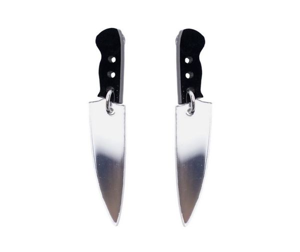 

knife dangle earrings for womens new halloween jewelry silver color mirror acrylic mens fashion accessories1367928