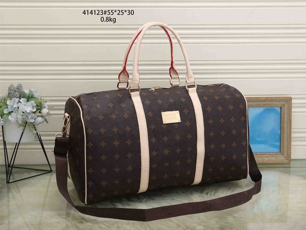 

m41414/m41418 54cm bag keepall luggage pu leather handbags fashion women travel bags men duffel bag female large capacity sports purse