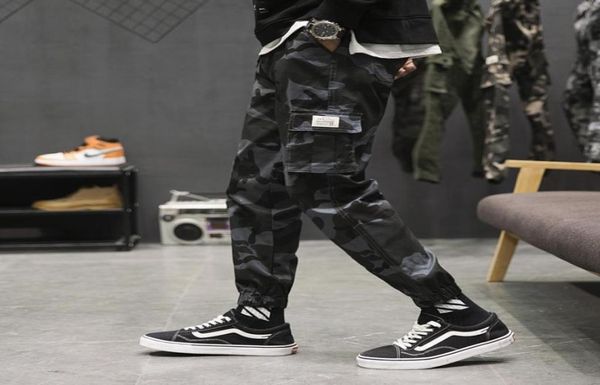 

men 2021 jogging multipocket overalls camouflage pants fleece painted military style laceup cargo men039s3871140, Black