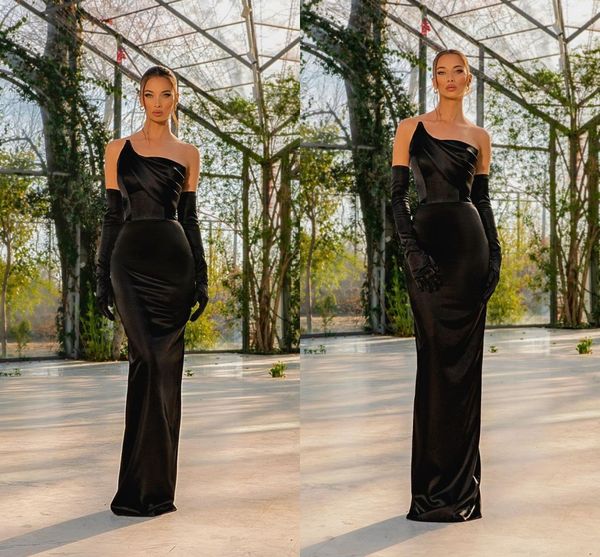 

elegant plus size black sheath evening dresses for women strapless draped pleats formal occasions pageant birthday party prom celebrity gown, Black;red