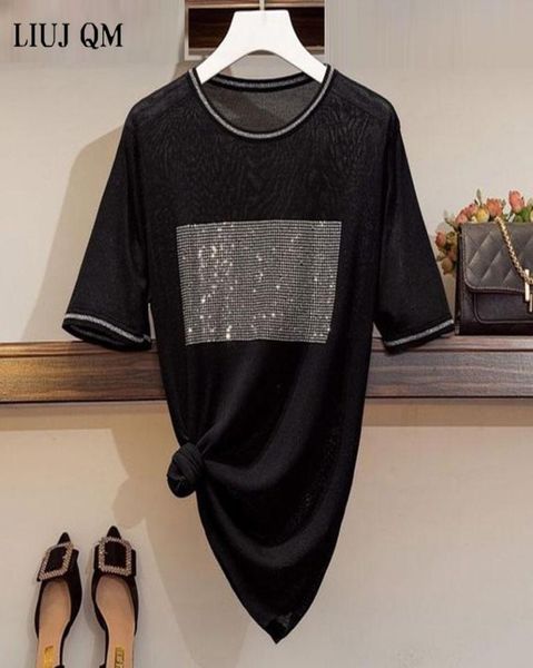 

shiny woman tshirts summer ice silk plus size women039s tshirt fashion harajuku drill casual shirt t shirt women9566412, White