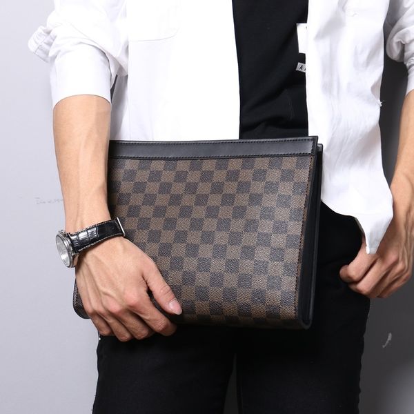 

fashion men's large capacity clutch bag leather business bag toiletry bag