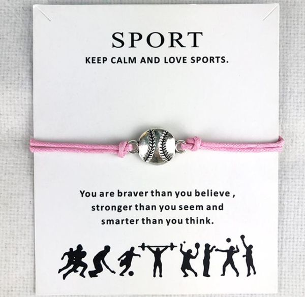 

10pcslot baseball softball charm wax cords bracelets sports women men boys girls fashion jewelry friendship jewelry gift4072822, Golden;silver