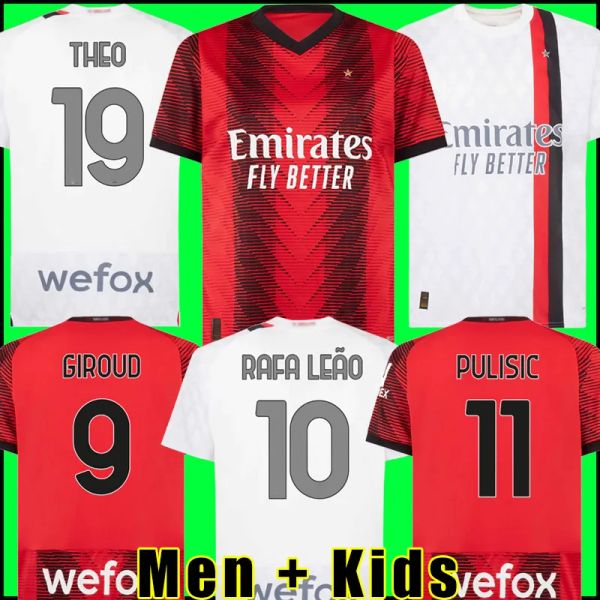 

pulisic 23 24 soccer jerseys giroud koche koche de ketelaere rafa leao theo football shirt 2023 2024 men kids kit boys uniforms away, Black;yellow