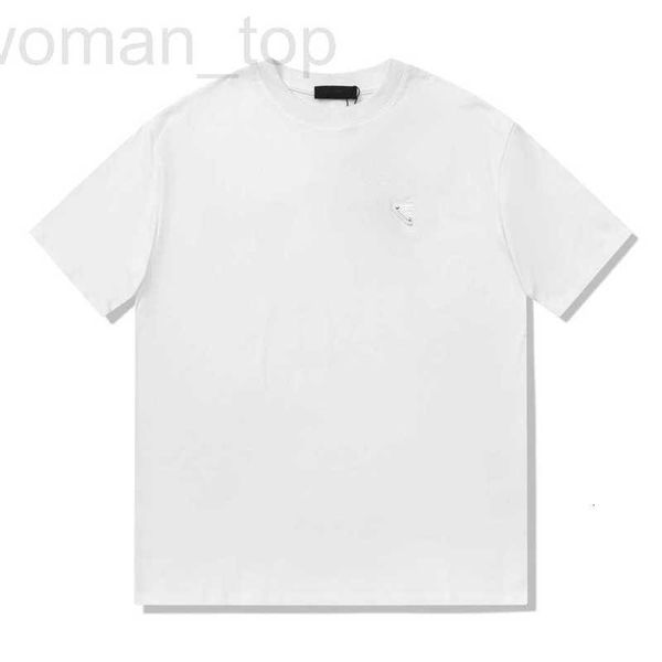 

women's t-shirt designer high version new chest inverted triangle leather standard iron brand logo correct fashion os short sleeve t-sh, White