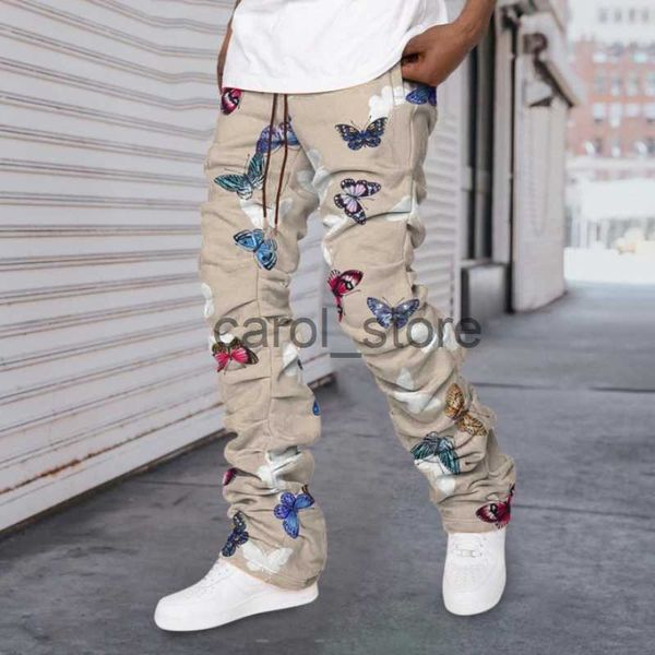 

mens pants mens swimwear butterfly printed casual pants men women european american fashion ins loose oversized jeans autumn new sports stra, Black