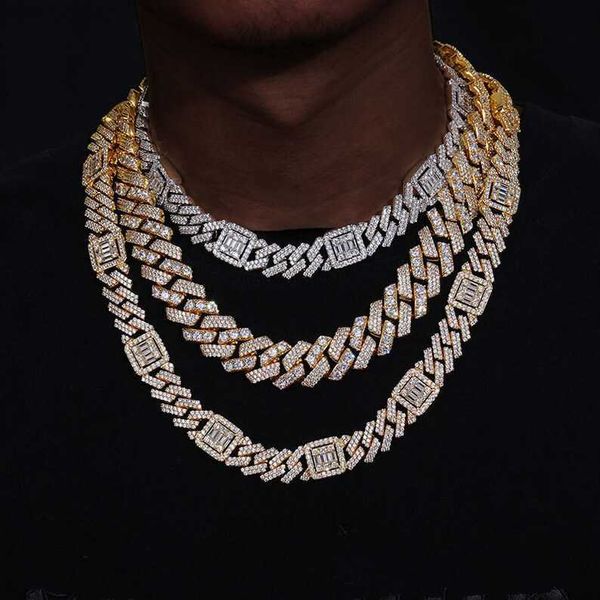 

master rocks 15mm 925 sterling silver hiphop necklace vvs moissanite cuban link chain