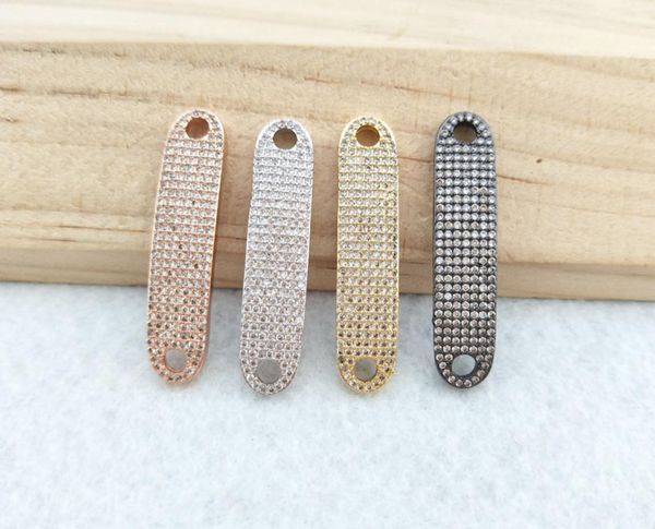 

10pcs cz zircon micro pave connectordouble bails beads charmfor diy bracelets jewelry finding ct3763508243, Silver