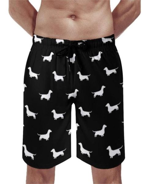 

men039s shorts wiener dog print board dachshund silhouette beach short pants males classic design swimming trunksm4379502, White;black