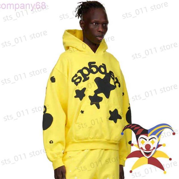 

men's hoodies sweatshirts yellow puff print sp5der 555555 star pullover men women young thug spiderweb t230419, Black