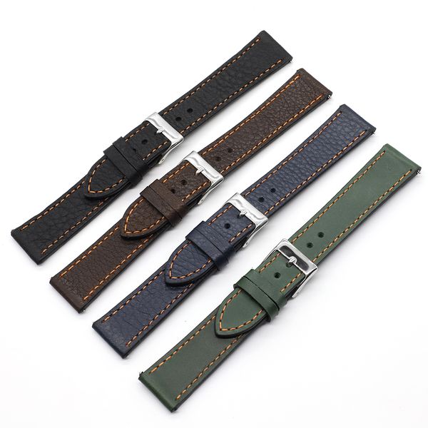 

watch bands onthelevel soft leather strap 18mm 19mm 20mm 22mm band handmade retro watchband quick release spring bar #d 230803, Black;brown