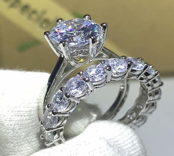 

choucong victoria wieck new 2019 luxury jewelry 925 sterling silver round cut white z cz diamond women bridal ring set for lov2208507, Slivery;golden