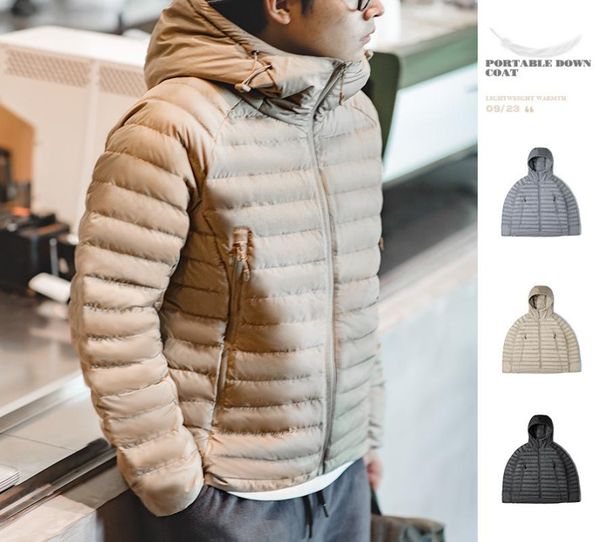 

mens down parkas maden light weight duck down jacket hooded basic winter coat for men urban streetwear thick warm outdoor windproo7649913, Black