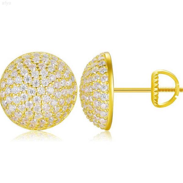 

d color vvs moissanite mens hip hop 925 silver gold plated diamond stud, Golden