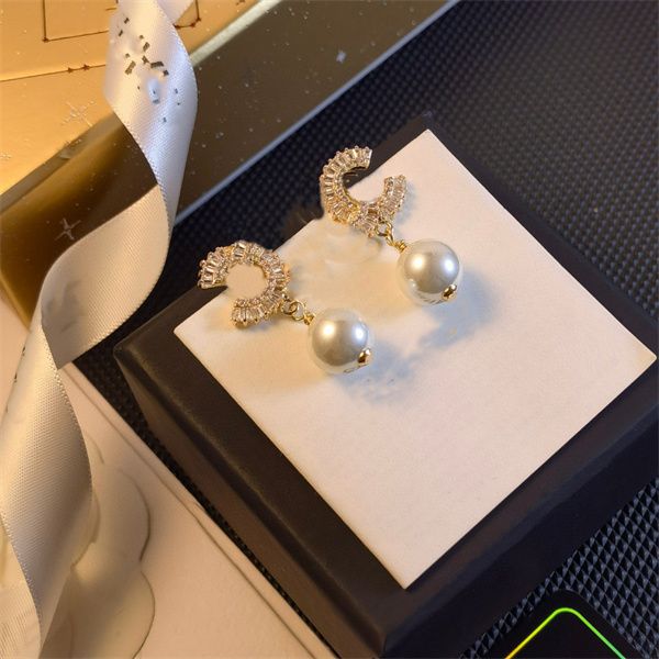 

gold tassel designer letters dangle stud ccity long earring silver crystal geometric luxury brand women rhinestone wedding party jewerlry 56, Golden;silver