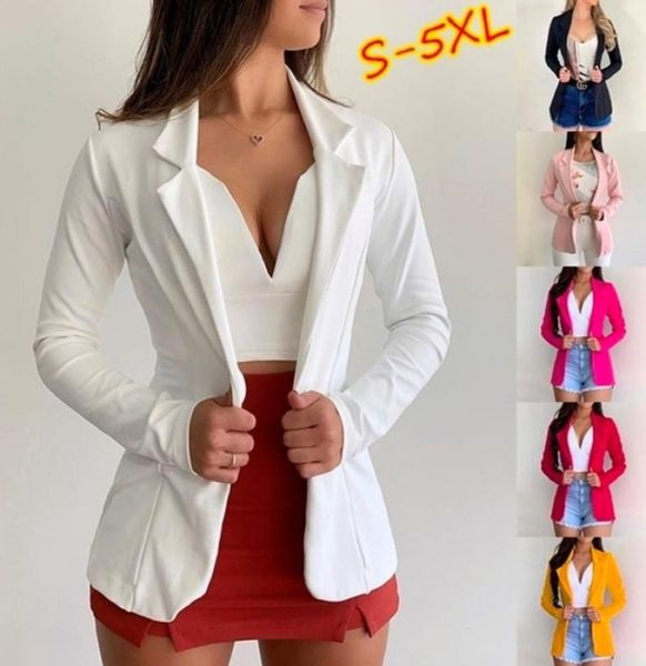 

women jacket autumn thin blazers office lapel long sleeve coat suit single button blazer jackets2638428, Black;brown