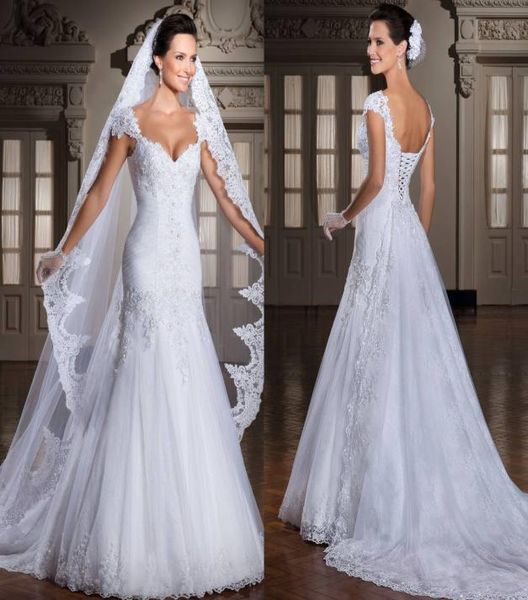 

custom made 2021 cap sleeve noiva sweetheart wedding dresses with lace up bridal gowns beautiful bride wedding bouquet2517664, White
