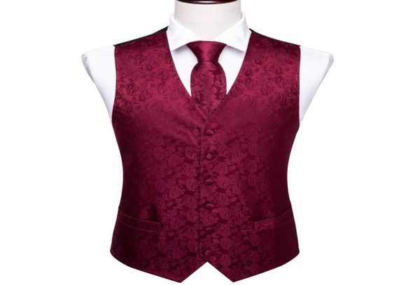 

fast men039s classic burgundy paisley silk jacquard waistcoat vest tie pocket square cufflinks set fashion party weddi4570404, Black;white
