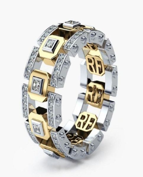 

fashion 14k gold plated hallow couple rings for men women creative crystal finger rings wedding lovers jewelry valentines039gif1044326, Silver