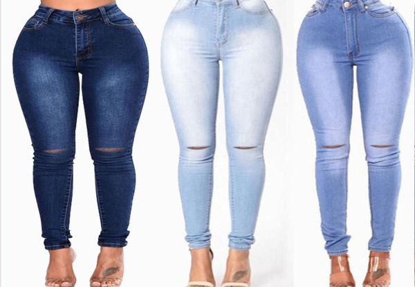

women jeans ladies pants ripped destroyed stretchy summer loose high waist slim zipper wear resistant trousers bleached lx3241511, Blue