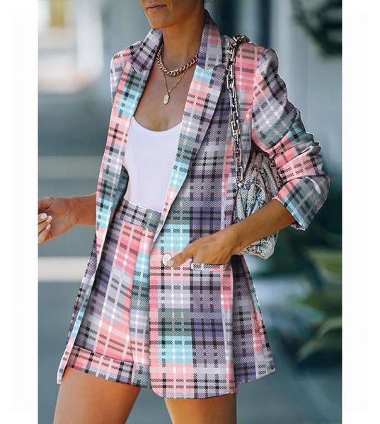 

women039s suits blazers women suit 2022 sets spring long sleeve solid cardigan blazer shorts 2 piece set tracksuit outfits8523408, White;black