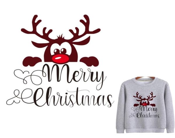 

notions christmas stickers heat transfer sticker elk patches iron on decals for jacket hoodies diy accessories washable2023142, Black