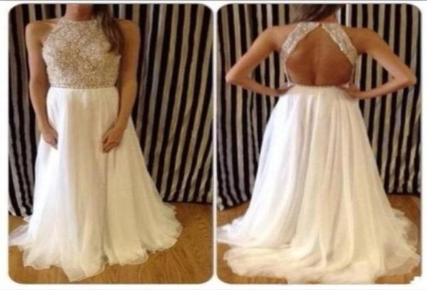 

shining bead backless prom dresses party celebrity red carpet dress chiffon evening cocktail gowns with crew neck 9316386, Black;red