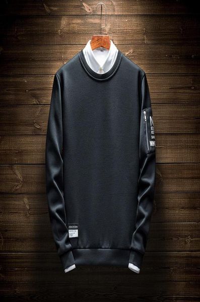

spring men hoodies sweatshirts long sleeve solid casual pullover mens sweatshirt brand coats autumn outerwear hip hop1876816, Black