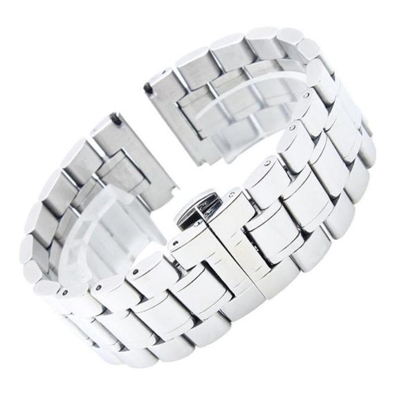 

watch bands 18 19 20 22 24 26 28 mm width silver stainless steel luxury wristwatch straps replacement band26915776780, Black;brown
