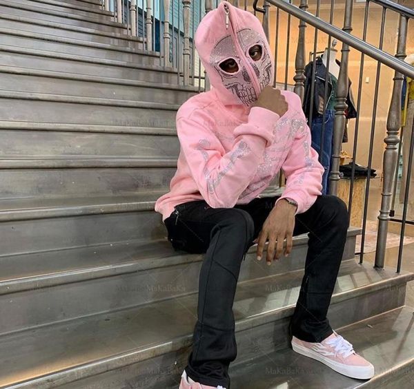 

men's hoodies & sweatshirts womens y2k rhine skeleton zip oversized 2022 autumn goth grunge pink hooded jacket streetwearmen's9142, Black