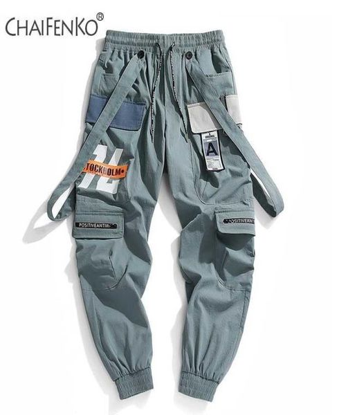 

chaifenko jogger leisure sports trousers men hip hop streetwear beam foot cargo pants fashion printing men pants 2011165994506, Black