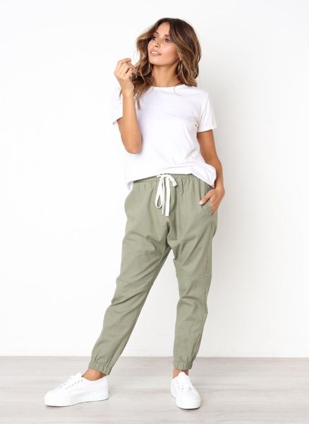 

women solid color casual cargo pants ladies casual harem pant streetwear women military clothing joggers sweat pants4329415, Black;white