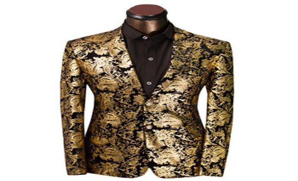 

whole2016 brand clothing luxurious gold suits mens printing blazer casual floral jaqueta de luxo blazer jackets for men3935775, White;black